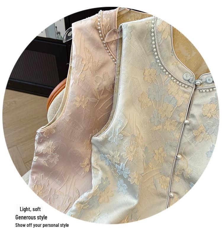 Double-Sided Layered Chinese Style Jacquard Vest for Middle-Aged & Elderly - Spring Qipao Vest