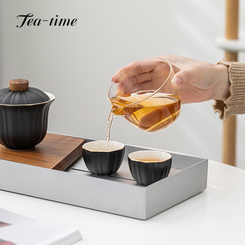 Chinese Tea Set 1 Pot 2 Tea Cups Set Pitcher Cover Bowl Ceramic Travel Outdoor Portable Supplies Cup Porcelain Tool Maker Pair