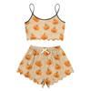 Women's Halloween Set With Retro Floral Print Suspender Sleeveless Vest Shorts Pajama Set