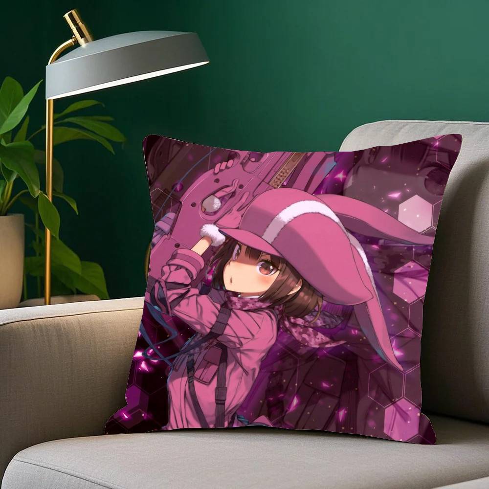 Gun G-Gale Online Anime Kuddfodral Heminredning Pläd för Soffa Säng Bil Rumsdekor Presentidé