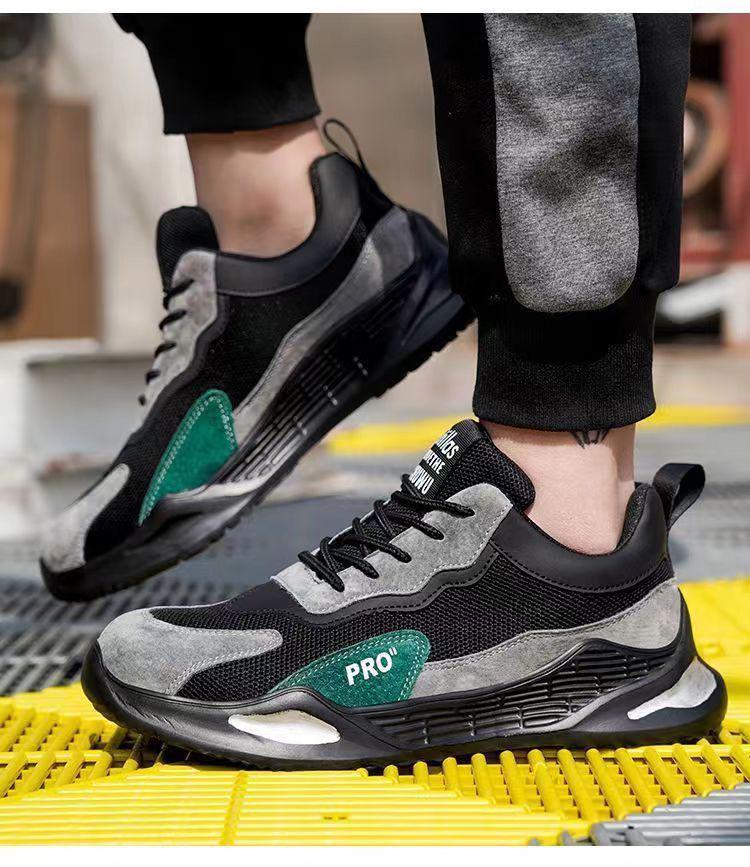 Men's Breathable Lightweight Steel Toe Work Shoes - Anti-Smash, Anti-Puncture, Soft Sole, Wear-Resistant, Anti-Odor.