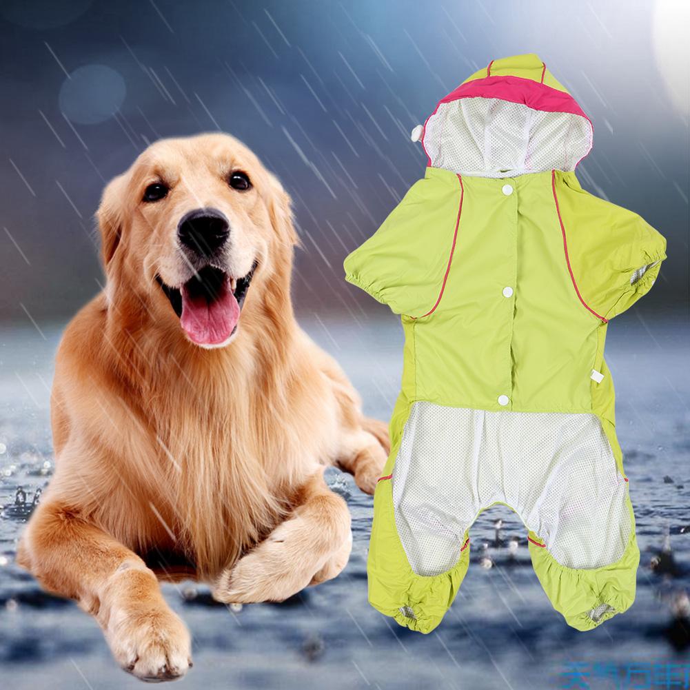 Thicken Pet Dog Cat Waterproof Rain Proof Hooded One Piece Raincoat Yellow(XXL )