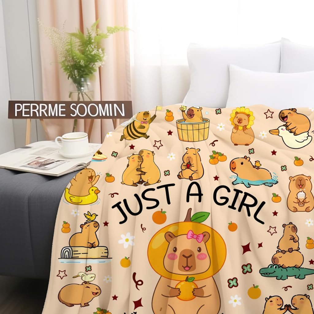 Soft Capybara-Themed Flannel Throw Blanket – Cozy Decor for Women, Girls, Kids & Adults Who Love Capybaras