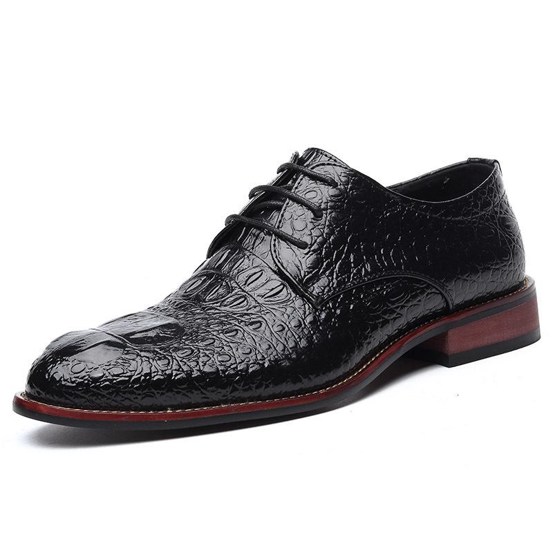 2025 Men's Crocodile Pattern Leather Shoes - Business Korean British Style, Formal Fashion for Youth & Weddings