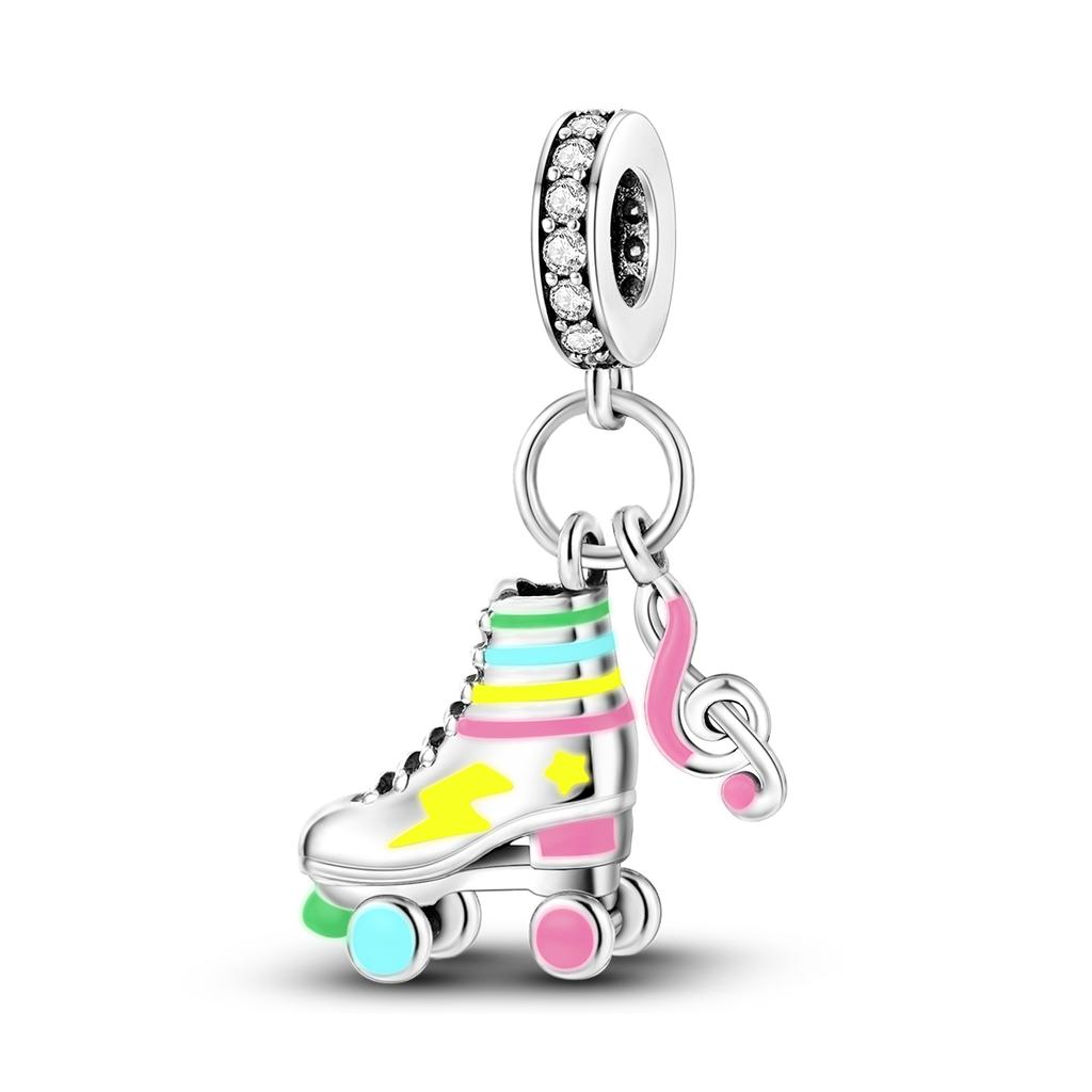 925 Silver Ballet Girl Red High Heels Charms Pendants Fit Original Bracelet For Women Jewelry Making Gift
