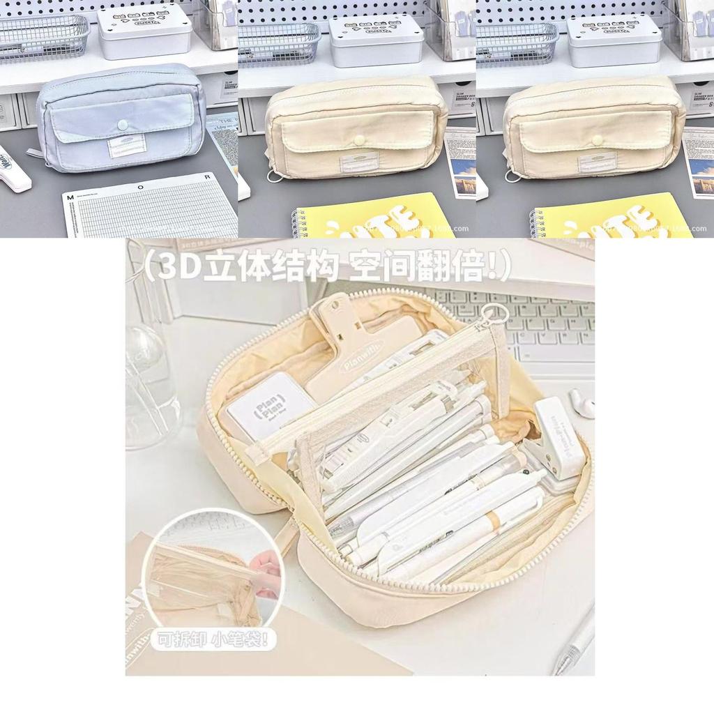 Student Canvas Multilayer Pen Case With Large Capacity For School And Office Use