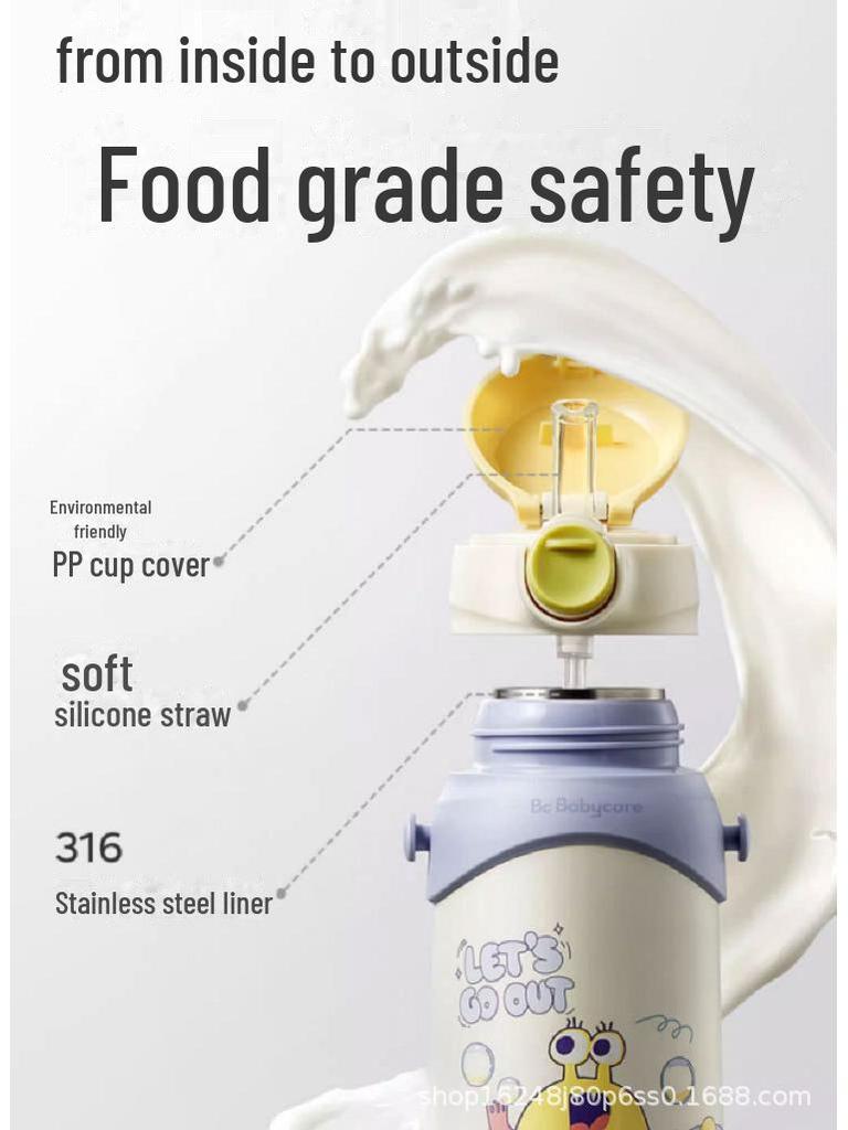 Babyvård Stor Kapacitet 3-i-1 Barns Rostfritt Stål Sugrör Termosmugg - Högvärdig Gåva
