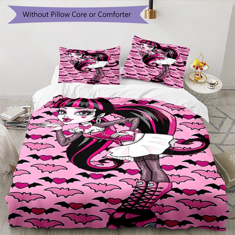 3pcs Monster High Bedding Set Duvet Cover Closure Includes 1 Duvet Cover & 2 Pillowcases, Soft and Comfortable for All Seasons.