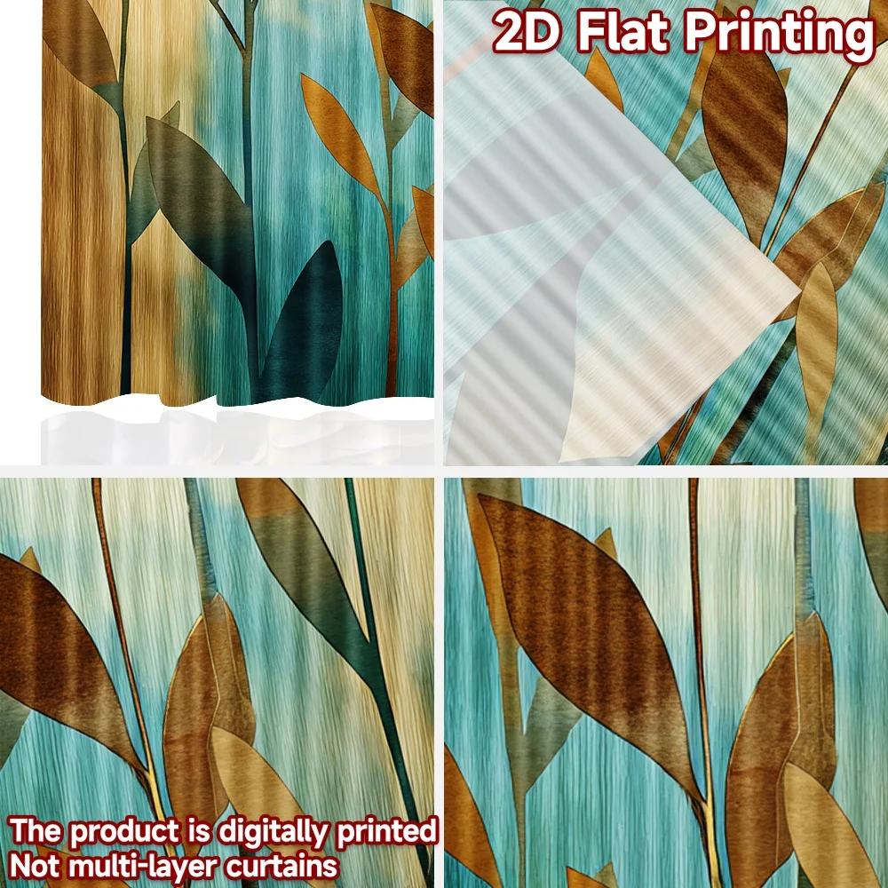 Set Of 2 Flat Printing Drapes Autumn Foliage Silhouette Digital Printed Polyester Party Decorations Perfect Po Curtain