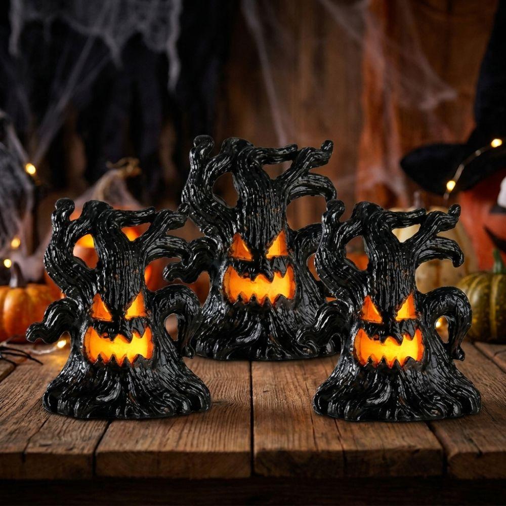 Glow Effect Scary Tree Stump Lamp Mini Tree Stump LED Ghost Decor Lights Window Holiday