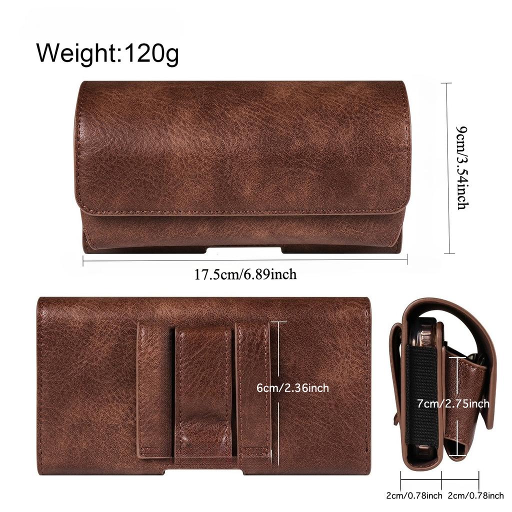 Men'S Double-Layer Waist Bag with Magnetic Closure -  Large Capacity Phone & Glasses Holder, Faux Leather Belt Bag