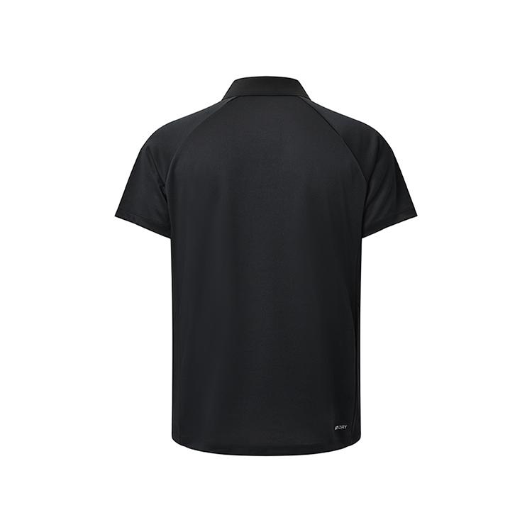 Li Ning Badminton Series Breathable Comfortable Casual Lightweight Short Sleeve Polo Shirt Unisex tops Black APLU961-1