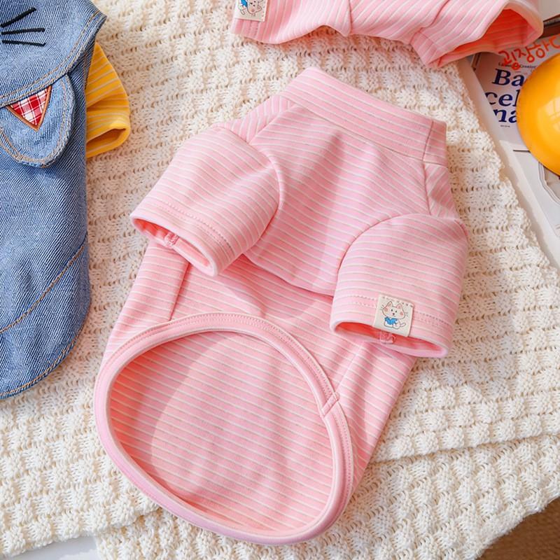 Winter Cat Striped Base Shirt Simple Cute Pet Top Home Outdoor Use
