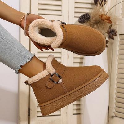 Women Snow Boots Winter Fur Fluffy Cotton Shoes Fashion Suede Casual Ankle Boot Outdoor Non Slip Platform Boot Winter Lady Boots
