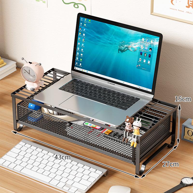 Metal Desktop Laptop Stand with Storage and Cooling Features for Gaming Monitors