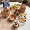 Natural Rattan Tray Wicker Bread Basket Handmade Storage Baskets for Fruit Dessert Display Decorative Serving Tray Home Decor