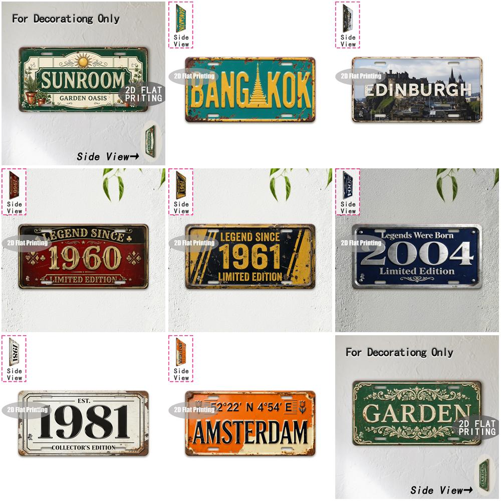 Tin Sign - Vintage Durable Metal Plaque Wall Decor, Home Office Bar Man Cave Sunroom Garden City Coordinate Birth Year License