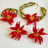 Elegante Set da 3 Pezzi: Orecchini pendenti in resina con perline e fiori, collana e bracciale da donna