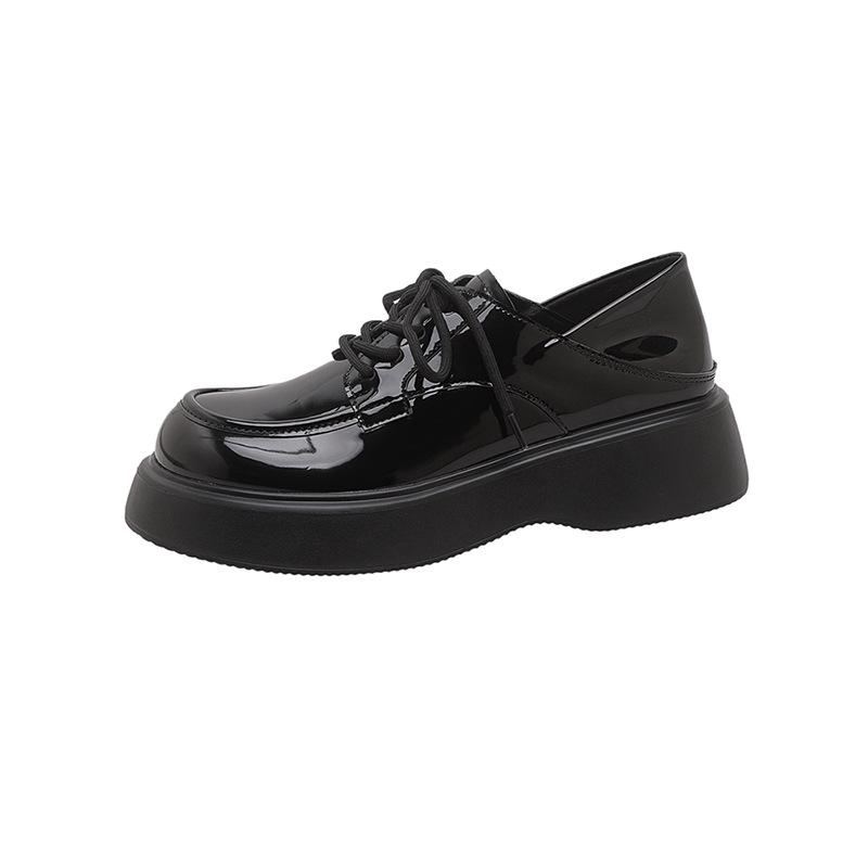 

Женские кожаные лоферы на платформе 2025 новая модель маффин шнуровка jk колледж ветер маленькие кожаные туфли униформа одинарные туфли 34