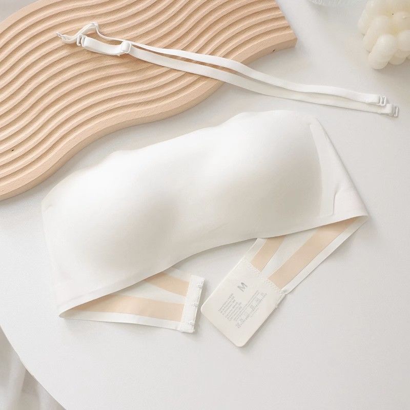 Strapless Underwear Women s Outer Wear Summer Thin Non-slip Invisible Tube Top Closed Chest Bra S белый
