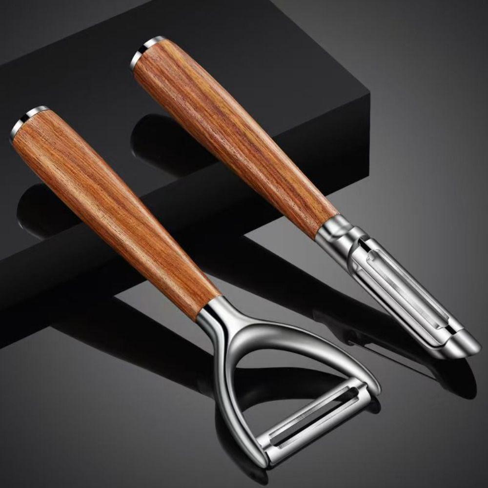 Premium Kitchen Peeler Stainless Steel Multi-functional Fruit Peeler Real Wood Handle Ultra Sharp Blade Vegetable Peeler