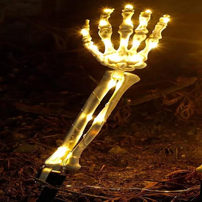 Halloween Czaszka Szkielet Głowa Realistyczna Ludzka Ręka Ramiona na Imprezę Halloweenową Dekoracja Domu Ogrodu Trawnika Nawiedzony Dom Rekwizyty Horroru