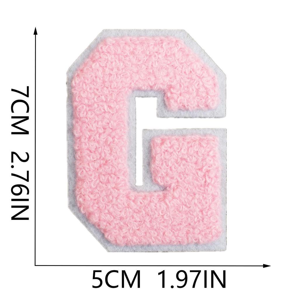 Roaring Sky A-Z Pink Chenille Embroidery Patch: 7cm Iron-on Sticker for Bags