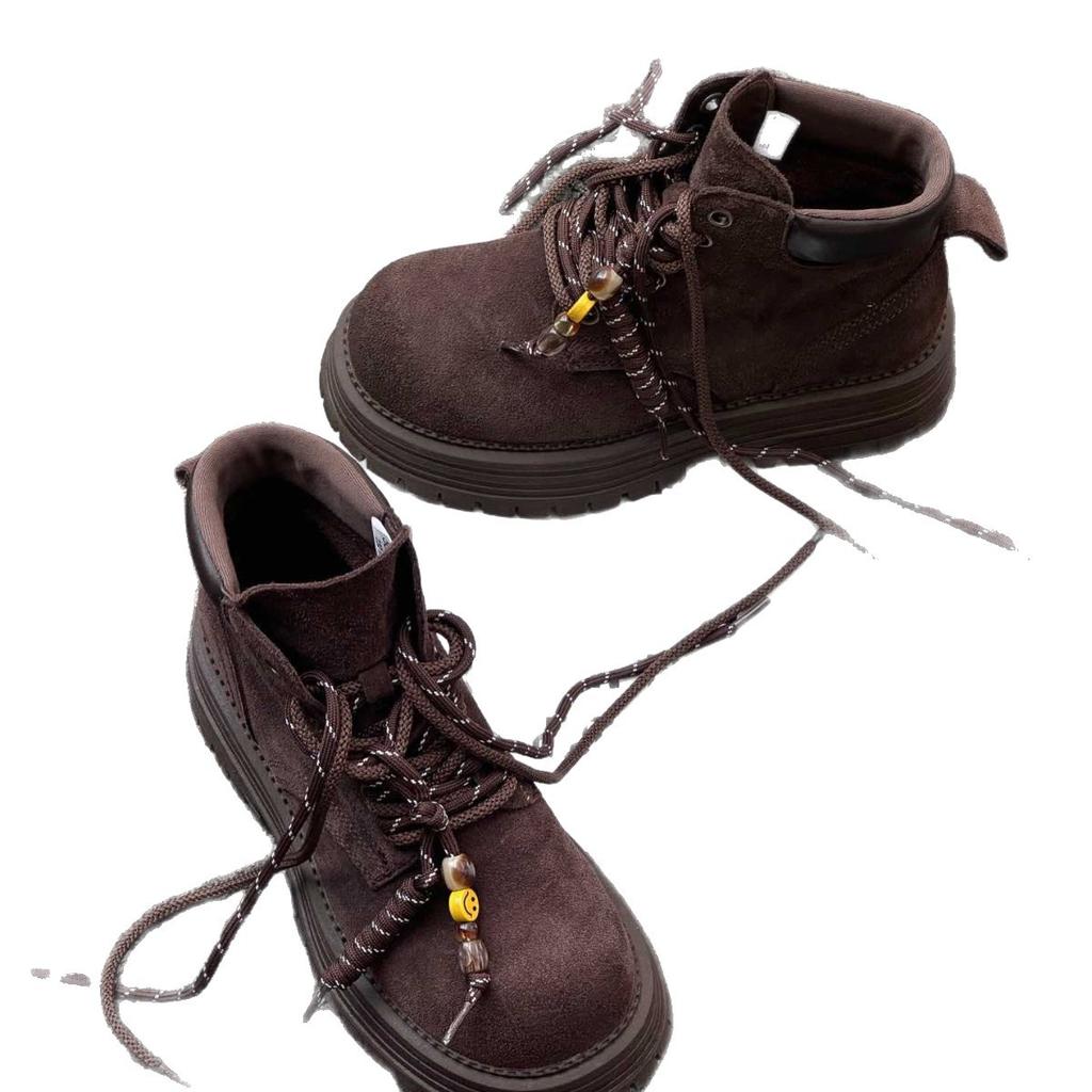 2025 autumn new leather platform heightening Martin boots British style lace-up big head retro cool tooling shoes