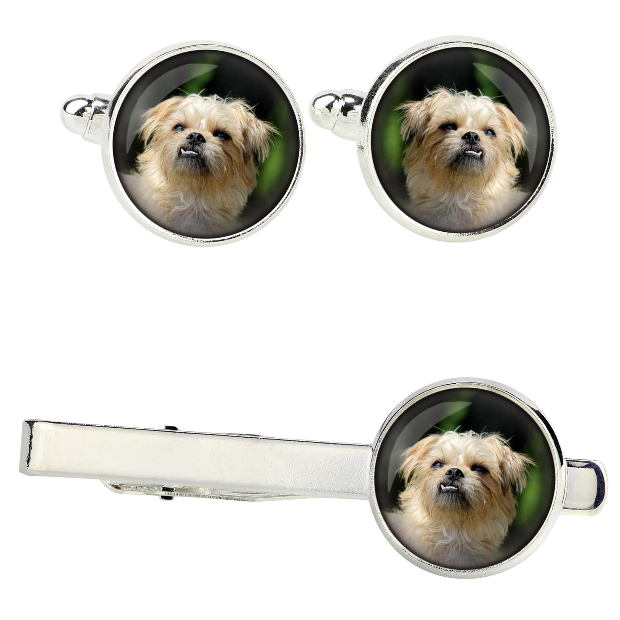 

Griffon Bruxellois, Brussels Griffon - cufflinks and tie with your photo, a suit decoration, men s jewelry from the Art-Dog brand. срібний