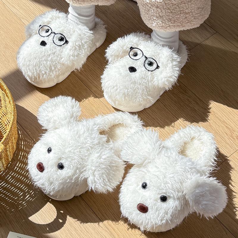 Cartoon cotton slippers winter cute big ears puppy indoor home home warm fluffy slippers winter
