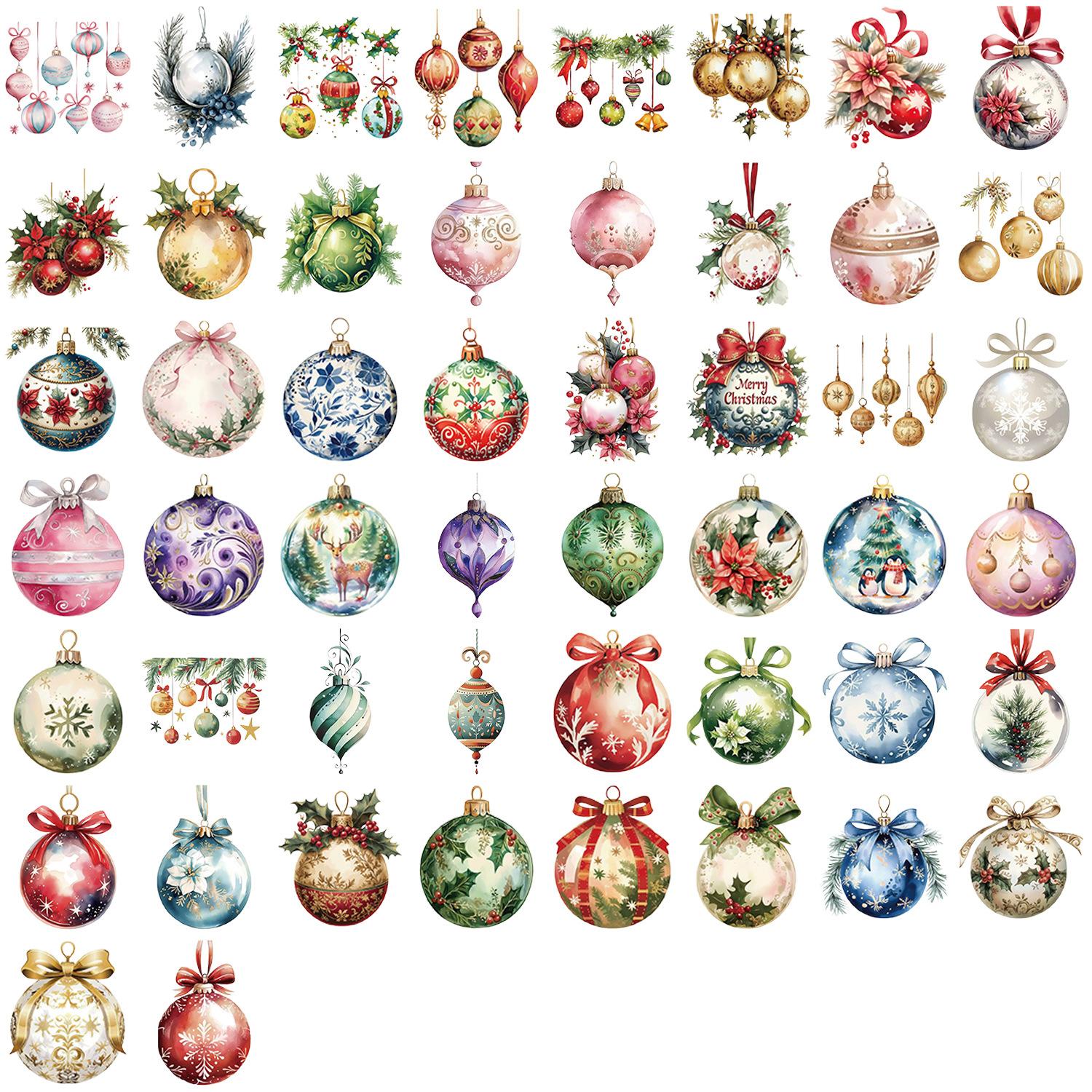 

50 Cartoon Christmas Bell Stickers Pack Waterproof Transparent PET Decorative Guitar Notebook Stationery Stickers