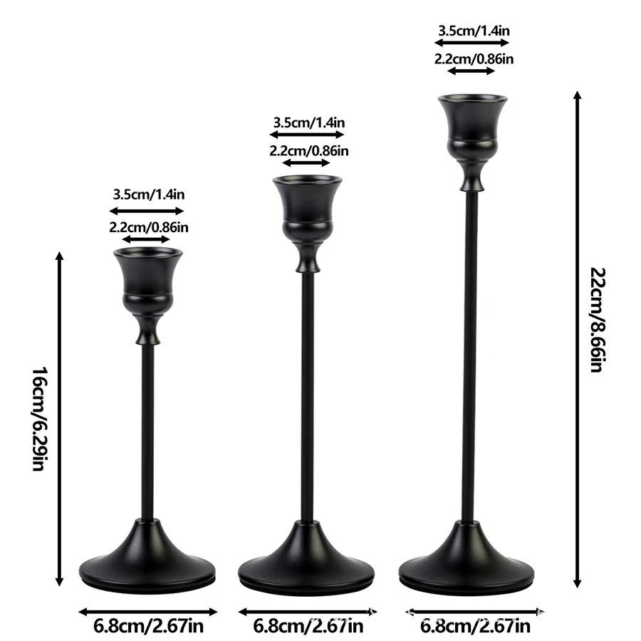 Set of 3 Vintage Elegant Metal and Aluminum Tabletop Candle Holders, Suitable for Wedding Anniversary, Home and Hotel Decoration