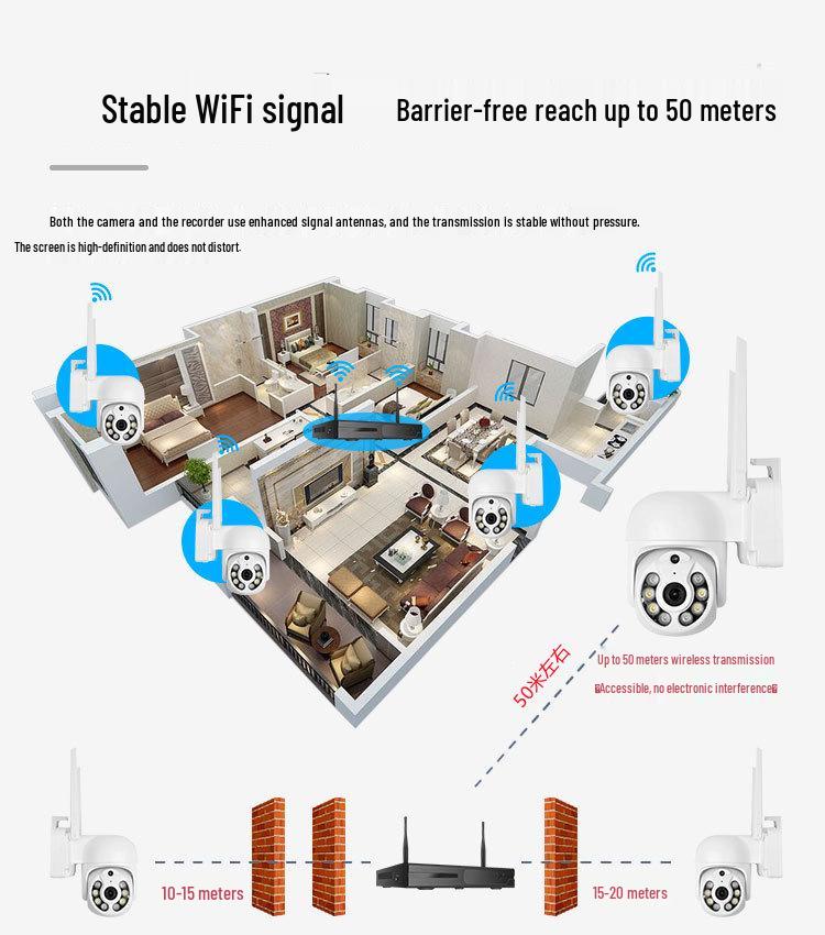 4/8 Channel Wireless Night Vision Dome Camera Kit with Voice Intercom and Full Color HD