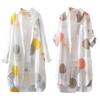 Primavera otoño mujer camisa estampado de moda manga larga dobladillo Irregular Anti sol solapa abrigo largo para uso diario