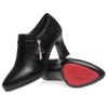 Elegant Deep Mouth Soft Leather Shoes Women Pumps Platform Spring 2025 Comfortable Soft Sole Non-slip Block Heels Shoes