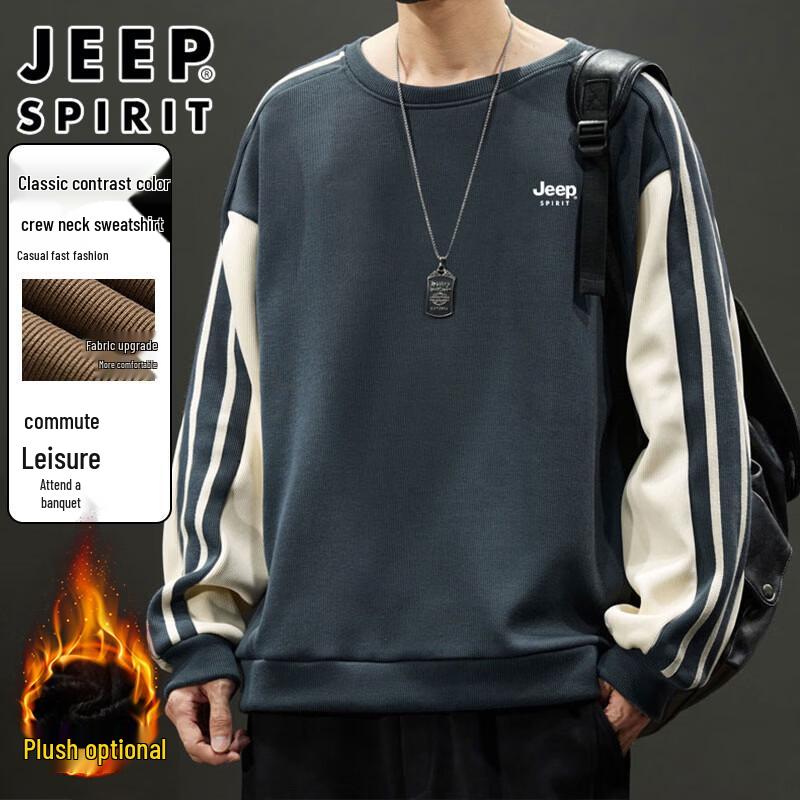 JEEP SPIRIT Men's Casual Round Neck Long Sleeve Sweatshirt