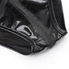 Damen Sexy Schwarzer Faux-Leder Netz-Bodysuit Hals, Cut-Out-Design, Hoher Beinausschnitt, Clubwear Dessous