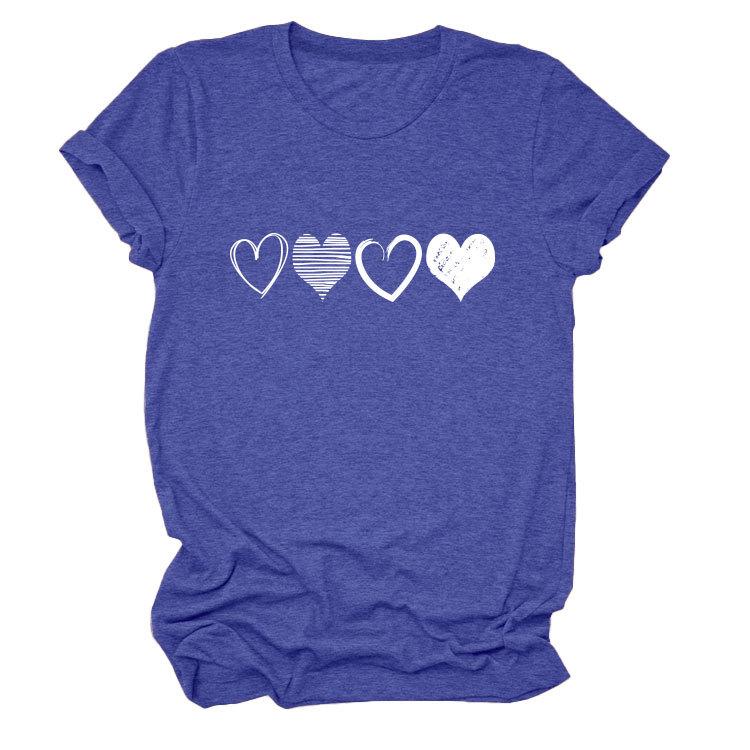 Fashion Trends Four Different Hollow-Out Love Women's Crew Neck Short Sleeve T-Shirts
