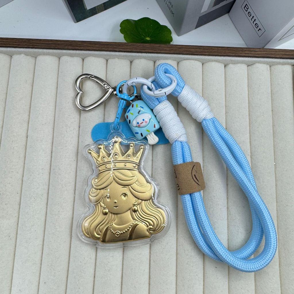 999 Pure Gold Princess Phone Charm - Cute Anime Keyring & Pendant