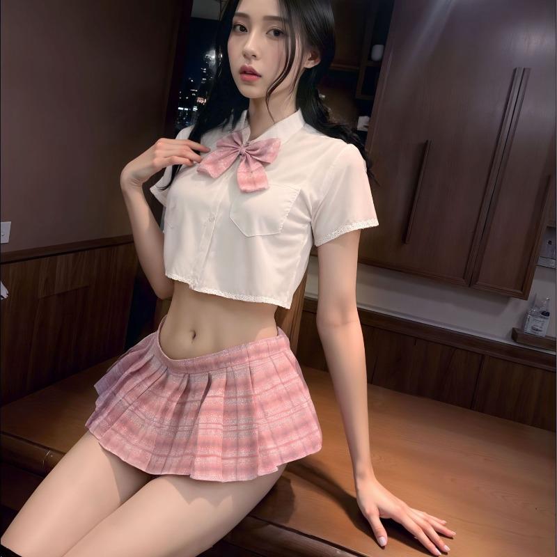 Female Sexy Campus JK Uniform College Seduction Pure Lust Pleated Skirt Sexy Lingerie