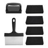 Yousheng Grill Scraper Set Food Scraper with Sponges Heavy Duty Stainless Steel Griddle Cleaning Kit Flat Top Cleaner Tool for BBQ Kitchen