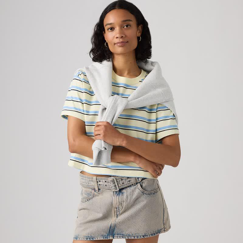 Levi's Women's American Retro Striped Knitted Short Sleeve T-shirt