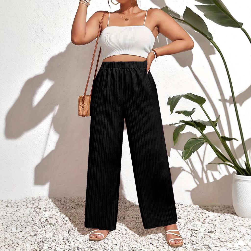 European & American High-Waisted Lace-Up Women's Casual Trousers