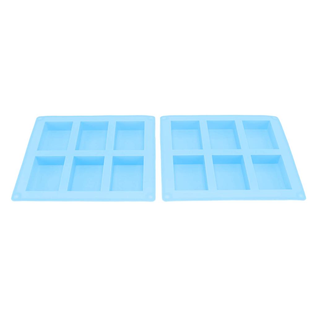 2Pcs Silicone Mold 6 Grids Heat Resistant Flexible Reusable Silicone Mold for Making Soaps Baking