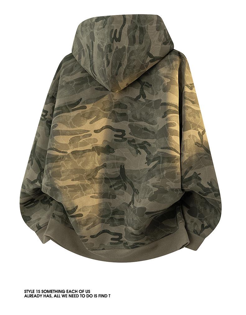 Men's Autumn 2025 Camouflage Cardigan Hoodie Retro Baseball Zipper Jacket