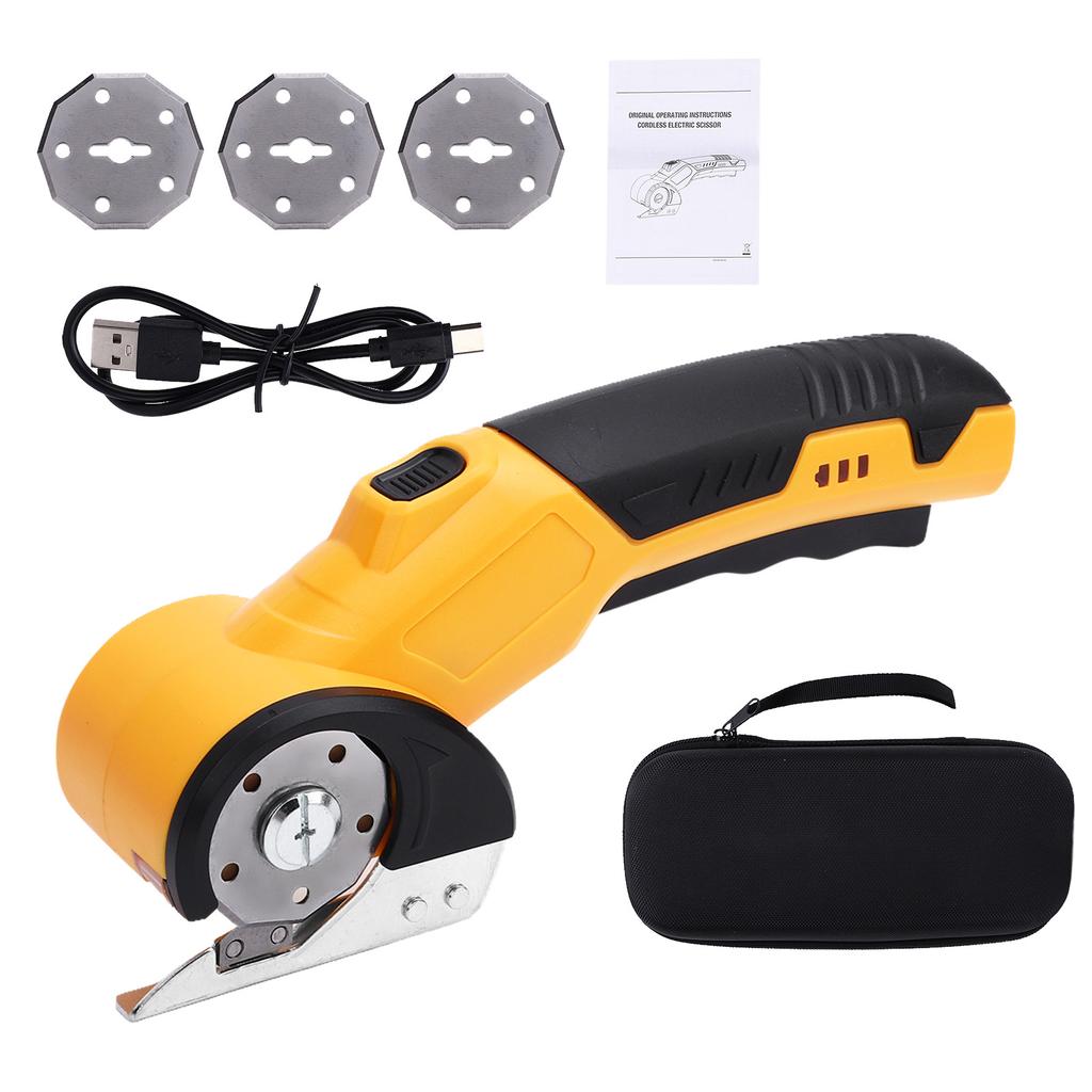 Cordless Electric Scissors 3.6V Re Able Cardboard Box Cutter Fabric Scissor with Spare Blade   Lock & LED Light for Leather Carpet Plast