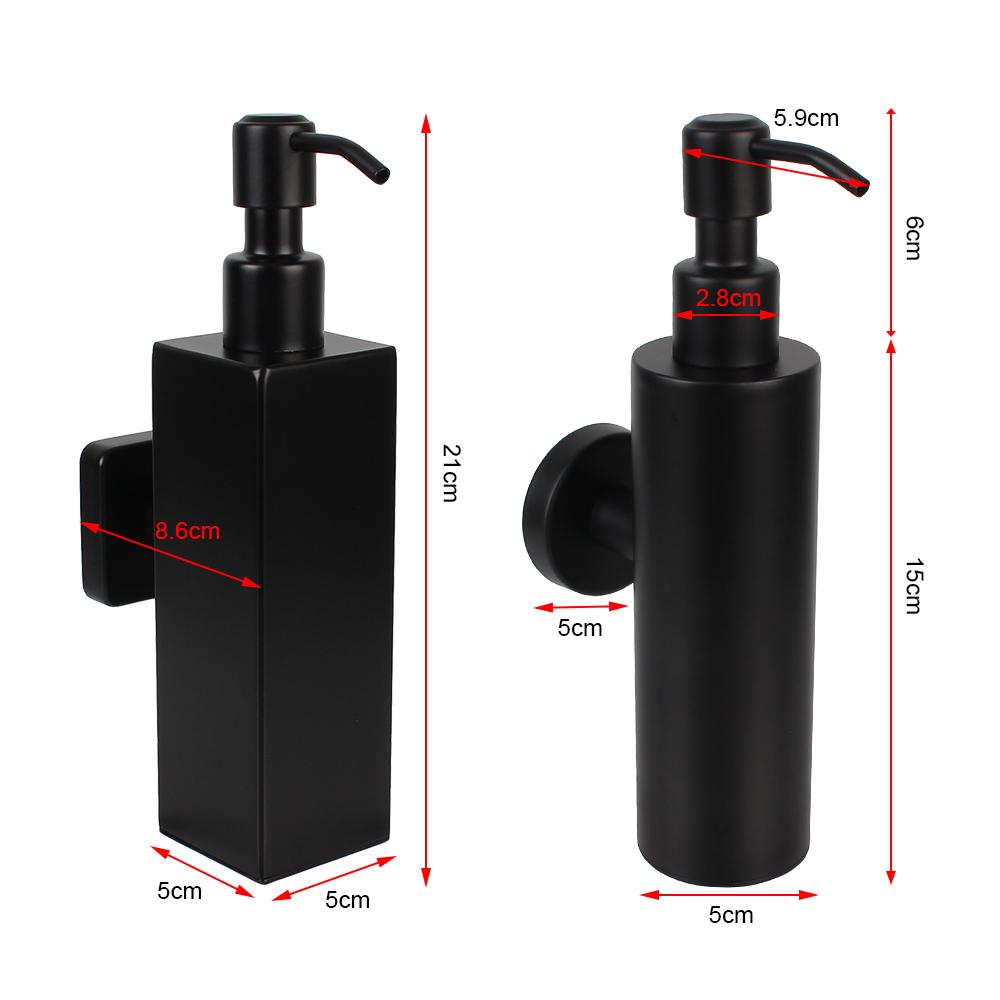 Stainless Steel Soap and Lotion Dispenser Tower Shampoo Dispensers Bathroom Accessories Black Pump Bottle Wall Mounted
