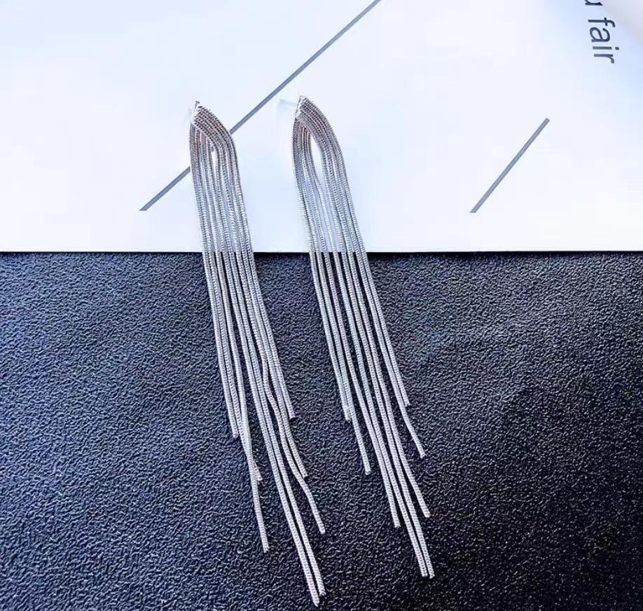 Long Tassel Shiny Full Rhinestone Drop Earrings for Women Fashion Crystal Statement Hanging Dangle Earring Party Jewelry Gifts