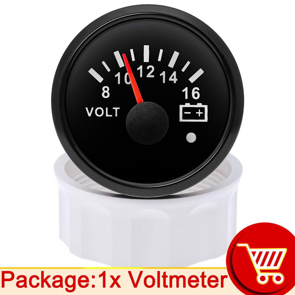 AD 52mm Voltmeter with Alarm Light Volt Meter Gauge Voltage for Marine Car Caravan Boat Camper RV Truck 12v Voltmeter Ammeter