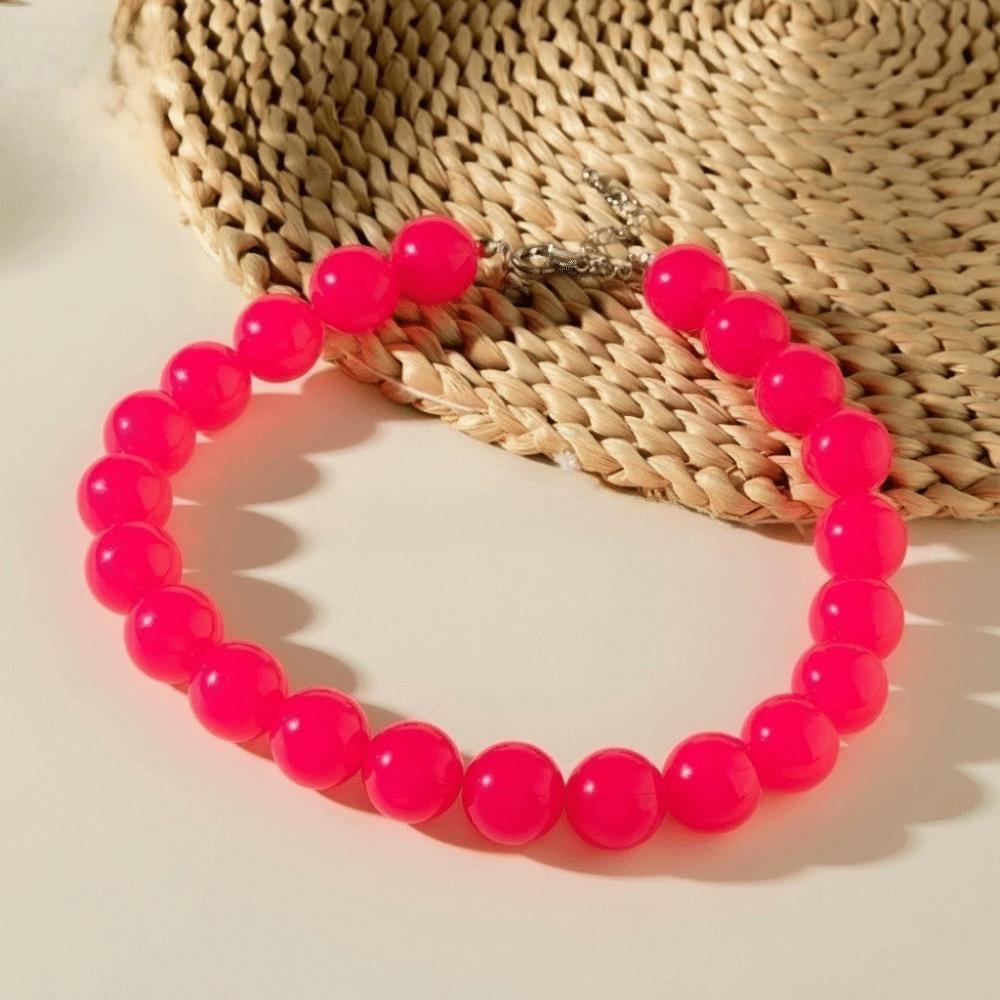 Exaggerated Bohemia Bead Necklace Adjustable Length Round Necklace Colourful Choker  Women Fashion розы красного